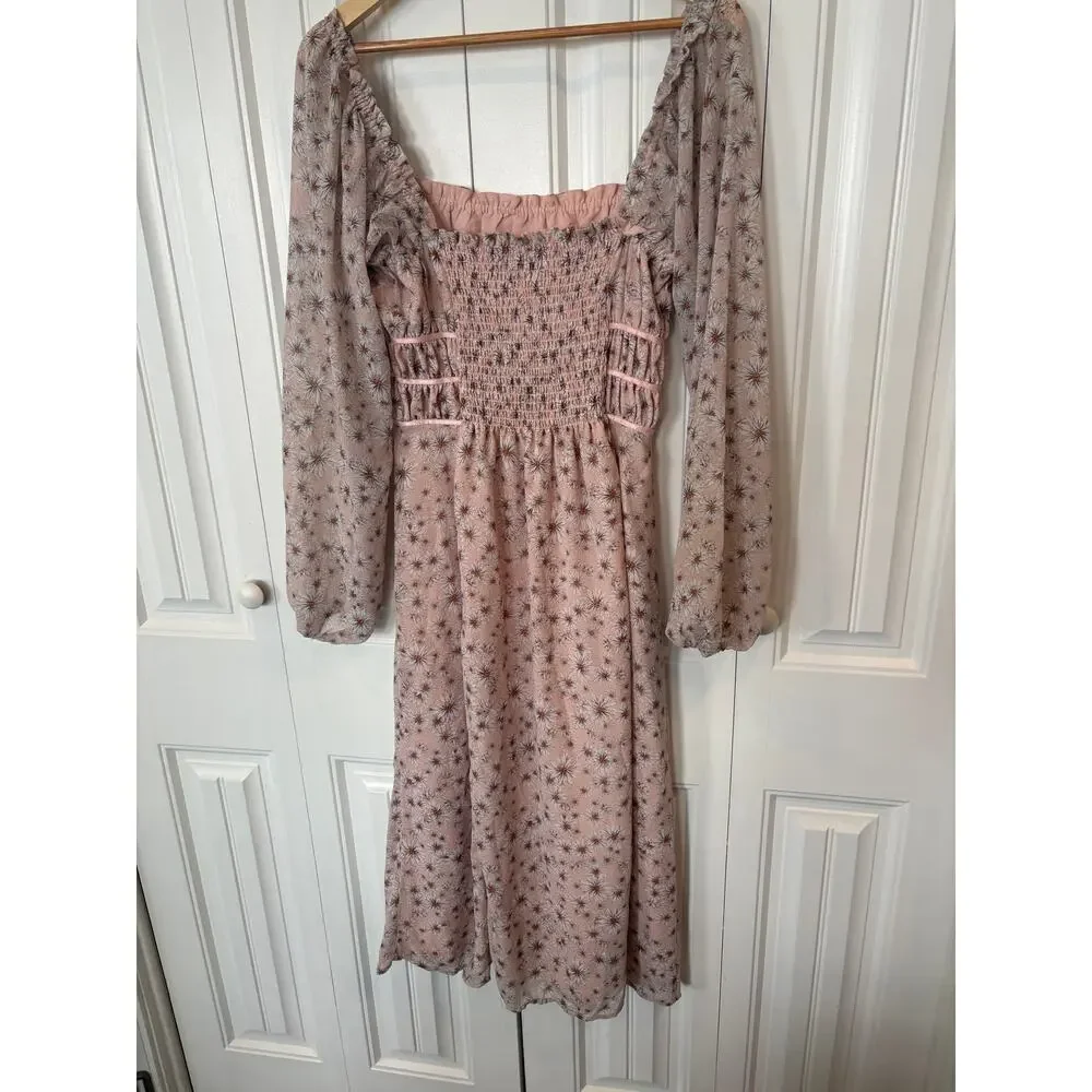 Way Pink‎ FLoral Midi Dress Size Medium - Picture 2 of 9